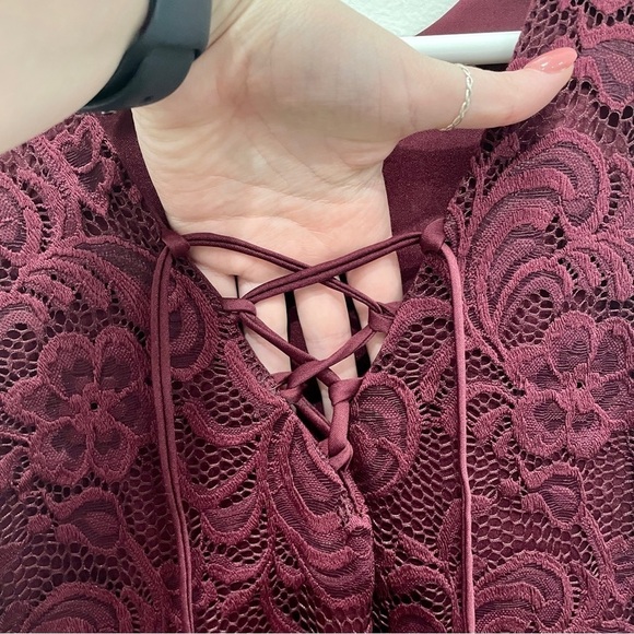 Ambiance Dark Red Lace Dress - Picture 4 of 8